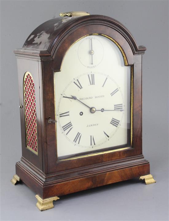 Richard Booth, London. A George III mahogany bracket clock, H.1ft 5in.